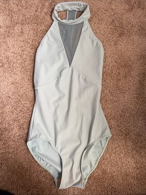 Eleve Dancewear Halter One-Piece Bodysuit in Light Gray